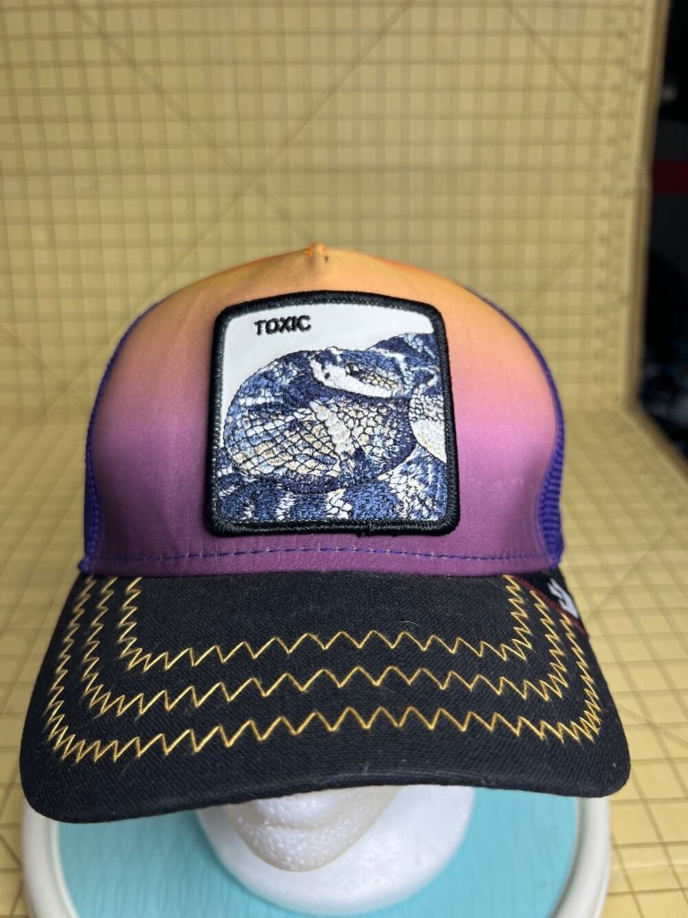 The Farm Toxic Snake Trucker Hat Purple & Orange Gradient Adjustable Snapback
